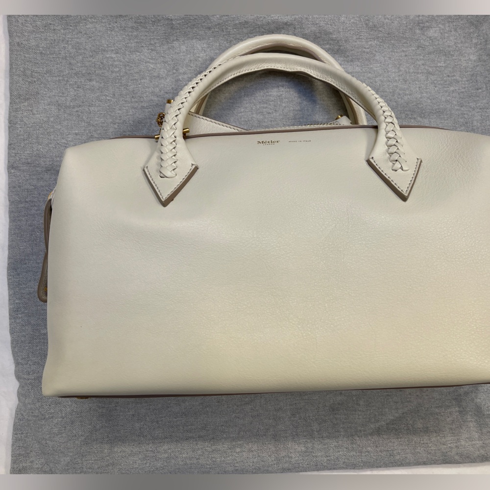 Meltier Cream Leather Satchel with Braided Top Handles - Picture 5 of 16